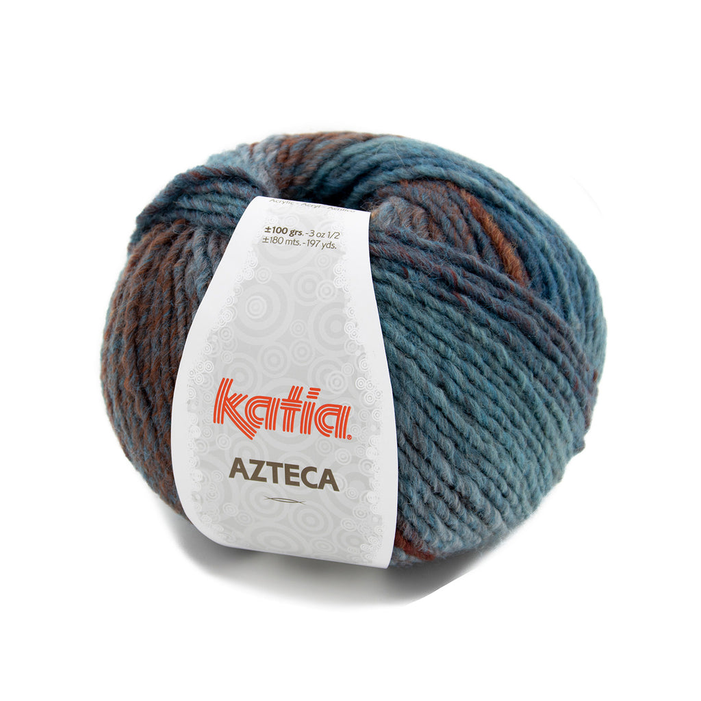 azteca wool katia blue brown