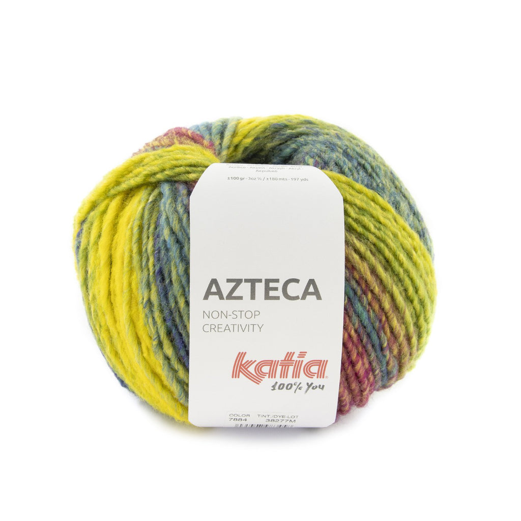 azteca wool katia neon yellow pink blue